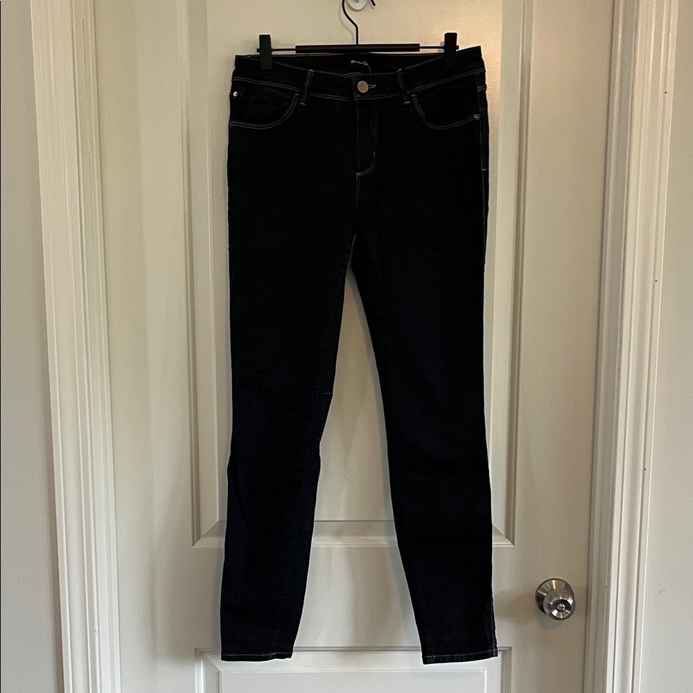 Massimo Dutti mid rise skinny dark denim jeans size 8